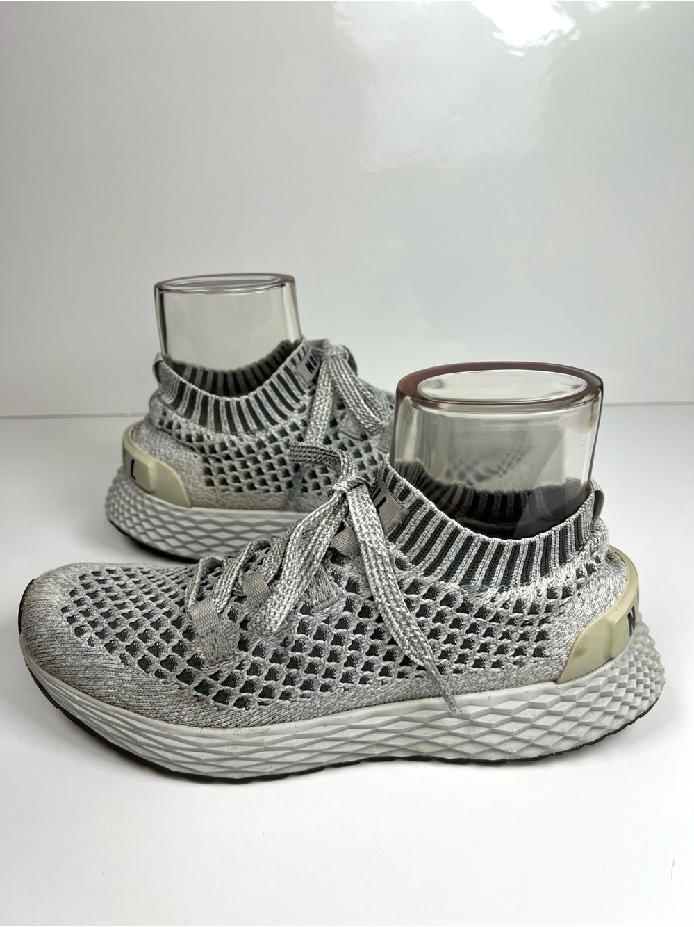NOBULL Allday Knit Grind Running Shoes W8.5 M7.0 Light Gray/Black Training Gym
